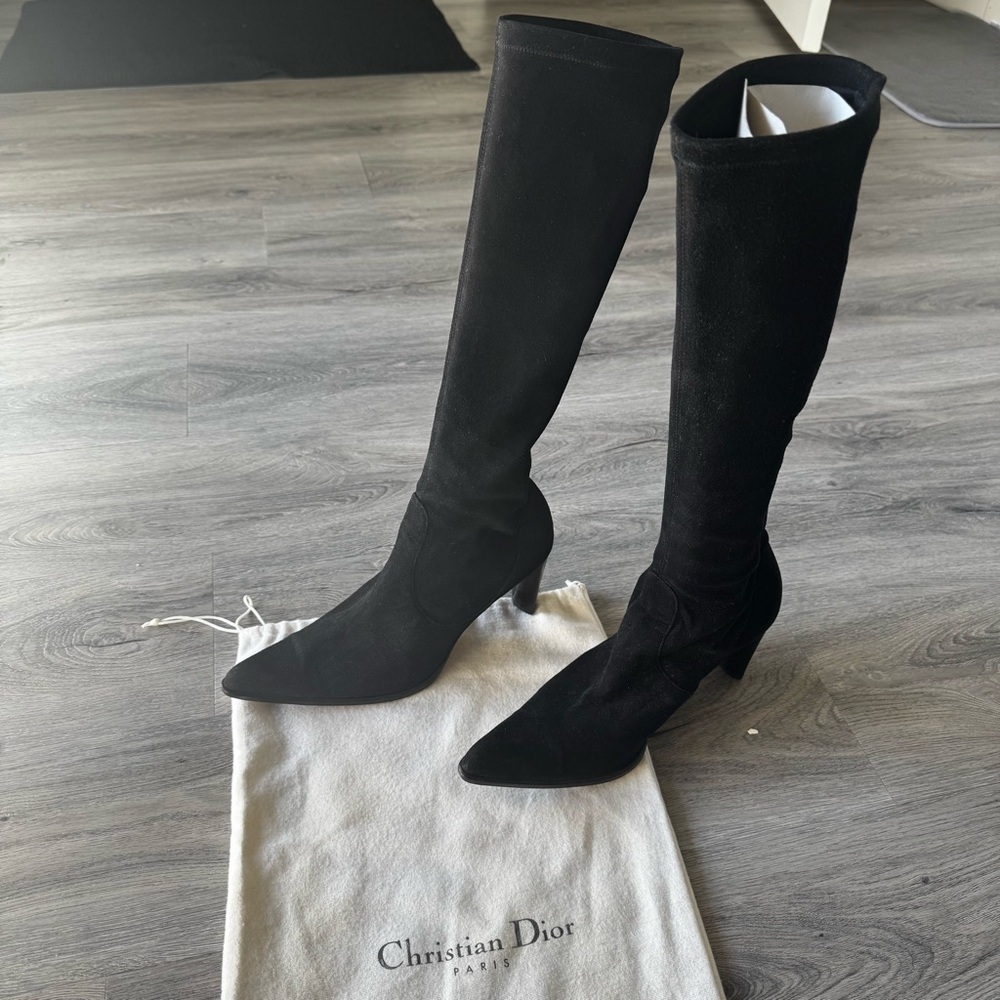 Dior Suede Pointed Toe Heeled Boots